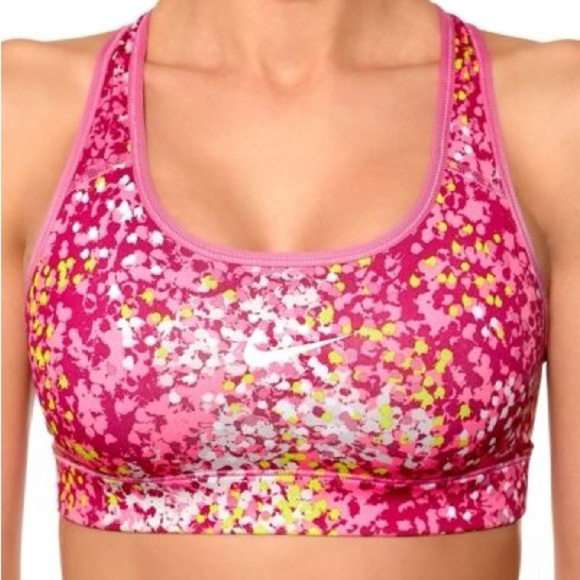Nike  Pro Small Sports Bra Pink Workout Gym Bras Lightweight Compression Stretch - Picture 1 of 6